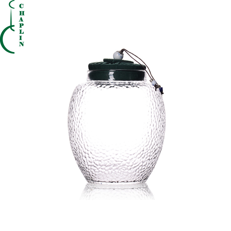 clear Big Belly Round Shape Storage Glass Jar with lid tea jar glass