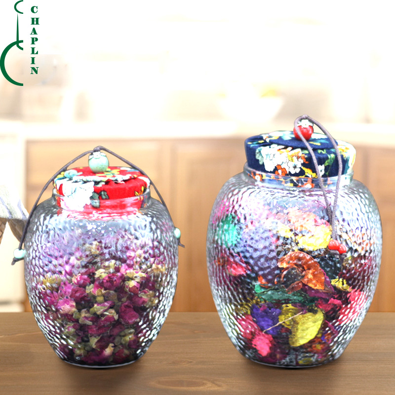 clear Big Belly Round Shape Storage Glass Jar with lid tea jar glass