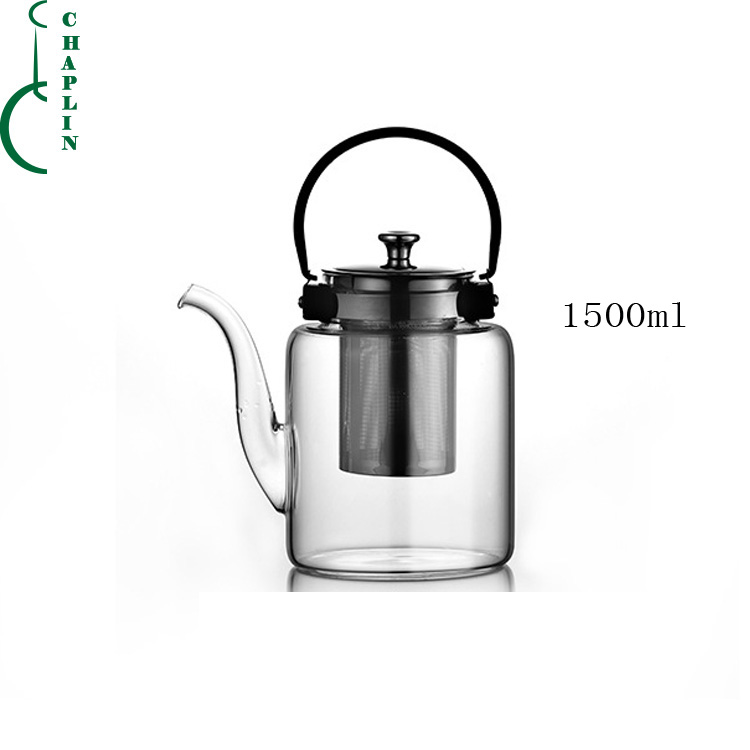 High Borosilicate Glass Teapot with stainless steel tea infuser And Handle