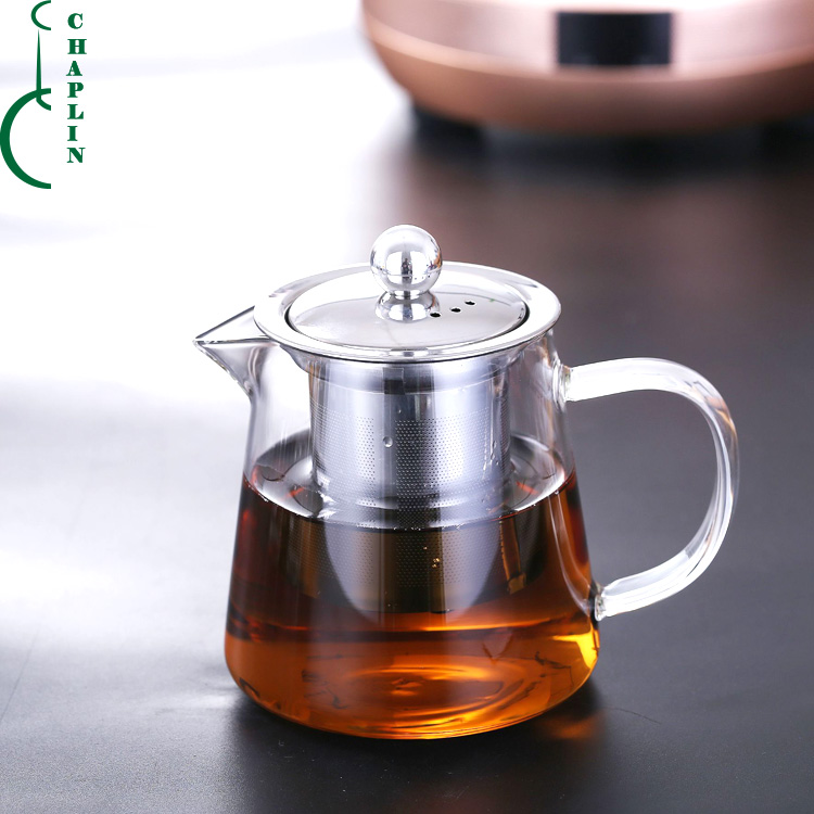 High Quality Amazon Glass Tea Pots/ Teapots with Stainless Steel Infuser