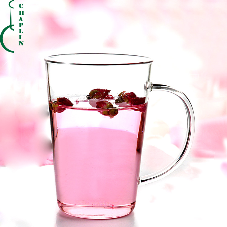 Single-layer glass Transparent tea cup with handle drinking glass cup