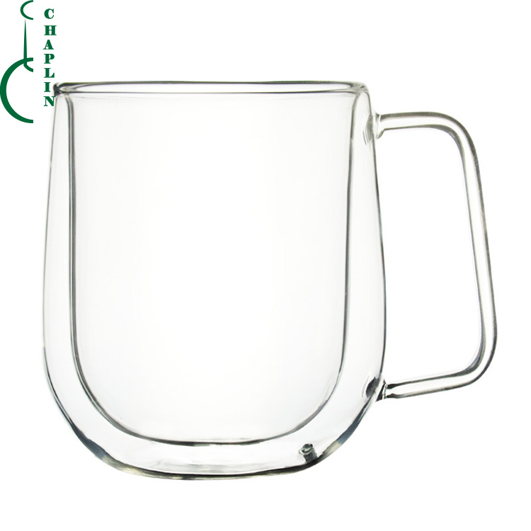 Borosilicate Double Wall Glass Coffee Mug with Handle Bamboo cover