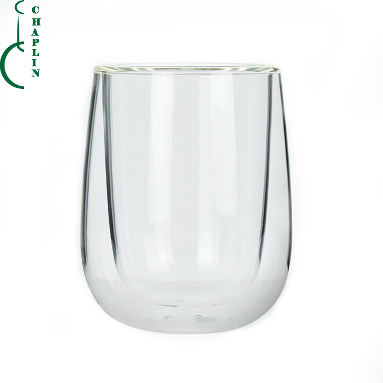250ml professional design cheap double wall glass cup set gift for drink coffee tea