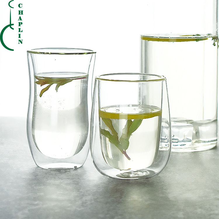 250ml professional design cheap double wall glass cup set gift for drink coffee tea