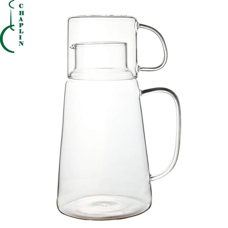 Hot Sale Borosilicate Glass Bottle Cup For Milk Juice Soft Drink glass pot of cup with handle