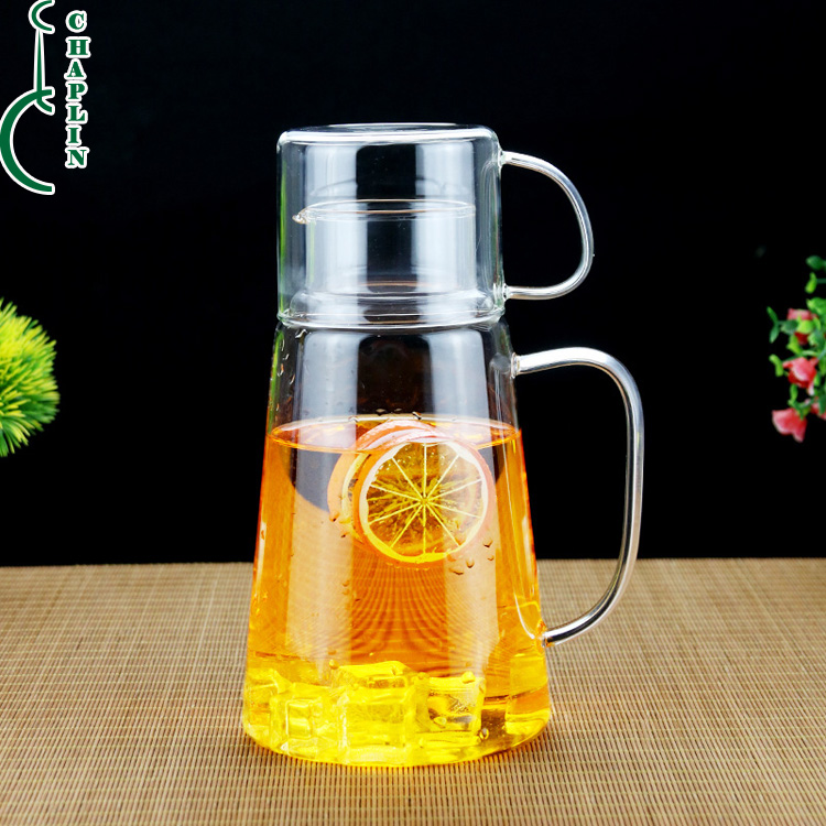 Hot Sale Borosilicate Glass Bottle Cup For Milk Juice Soft Drink glass pot of cup with handle