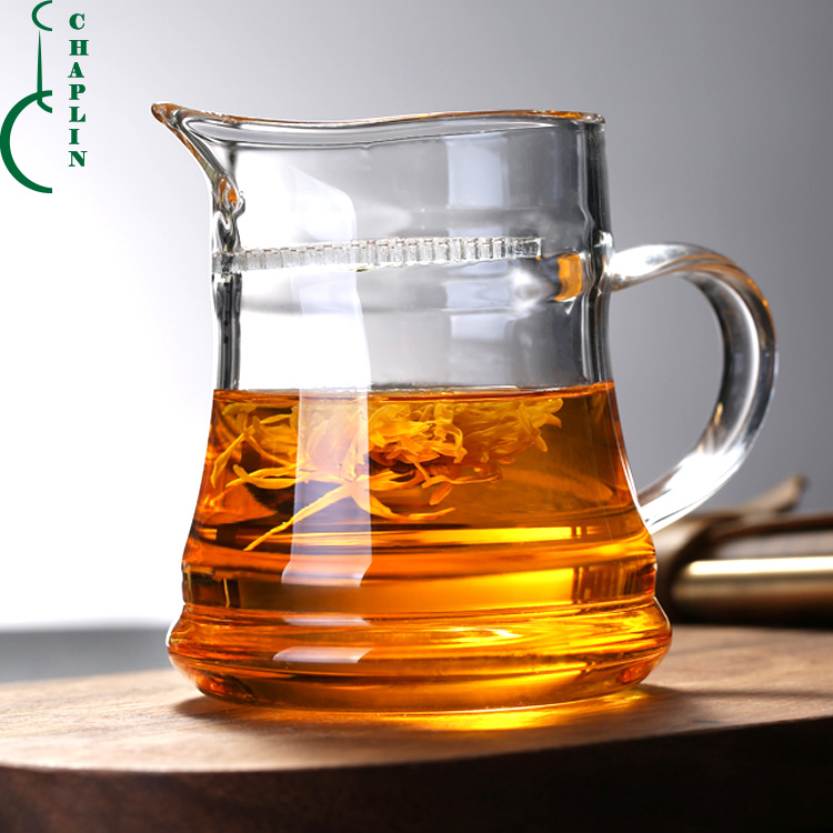big size new design clear glass transparent tea cup with handle