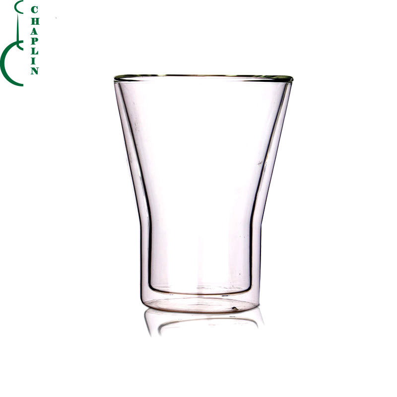 Custom Handmade Clear Double Wall Glass Coffee Mug heat resistant