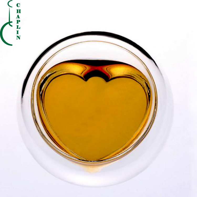 New design heart shaped glass tea cup with double wall made in china