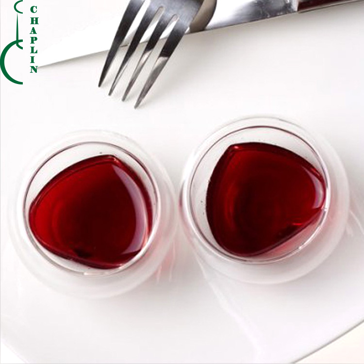 New design heart shaped glass tea cup with double wall made in china