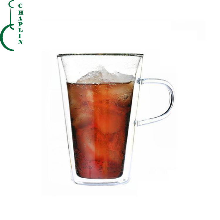 office use Insulated transparent double wall glass coffee cup with heat-resistant